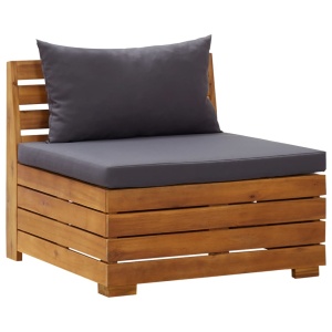 Set mobilier grădină cu perne, 8 piese, gri inchis, lemn acacia - Img 6