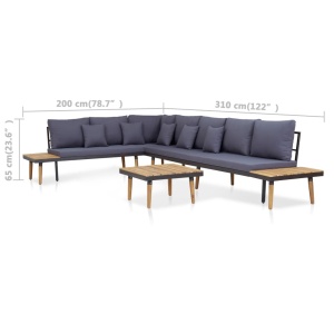 Set mobilier grădină perne 5 piese maro lemn masiv acacia - Img 6