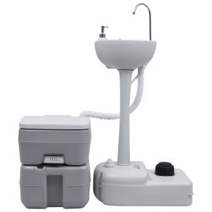 Set suport chiuvetă și toaletă portabilă pentru camping, gri - Img 4