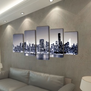 Set tablouri de pânză imprimate, cu panorama New York 200 x 100 cm - Img 2