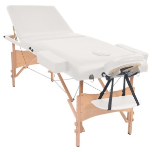 Set taburet și masă masaj pliabilă 3 zone, grosime 10 cm, alb - Img 3