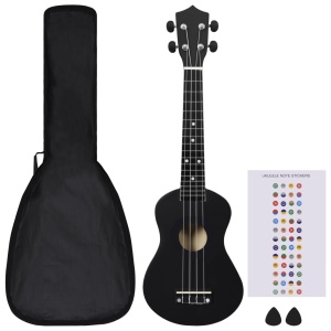 Set ukulele Soprano pentru copii, cu husă, negru, 23" - Img 2