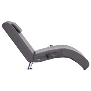Șezlong de masaj cu pernă, gri, piele artificială - Img 8