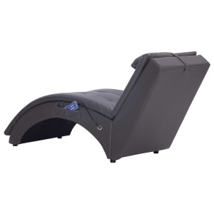Șezlong de masaj cu pernă, gri, piele artificială - Img 8