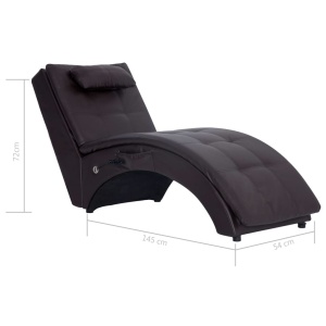 Șezlong de masaj cu pernă, maro, piele artificială - Img 9