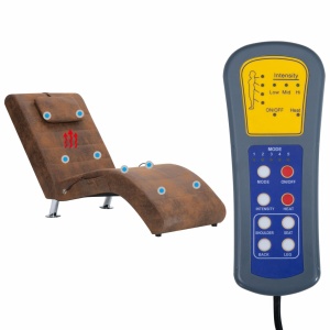 Șezlong de masaj cu pernă, maro, piele intoarsă artificială - Img 10