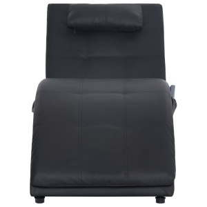 Șezlong de masaj cu pernă, negru, piele artificială - Img 5