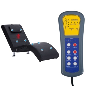 Șezlong de masaj cu pernă, negru, piele artificială - Img 10