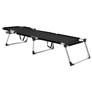 Șezlong pliant Senior, negru, aluminiu, inălțime supimentară - Img 2