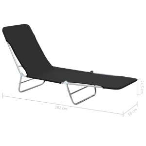Șezlonguri de plajă pliabile, 2 buc., negru, oțel & textil - Img 10