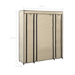 Șifonier cu bare și compartimente, crem, 150x45x176 cm, textil - Img 5
