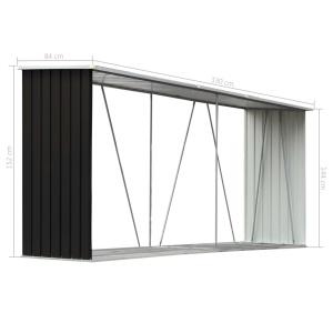 Șopron depozitare lemne antracit 330x84x152 cm oțel galvanizat - Img 5