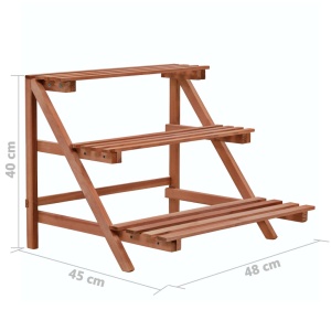 Stativ de plante cu 3 rafturi, lemn de cedru, 48x45x40 cm - Img 5