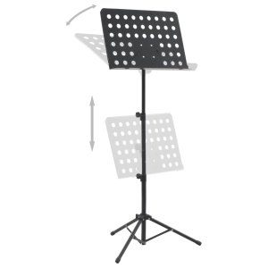 Stativ pentru partituri muzicale, negru, oțel - Img 2