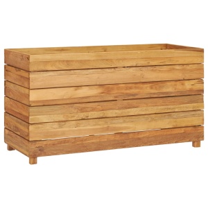 Strat inălțat, 100x40x55 cm, lemn de tec reciclat și oțel - Img 2