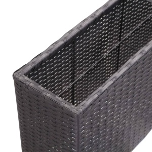 Strat inălțat de grădină 2 ghivece negru 90x20x40 cm poliratan - Img 5