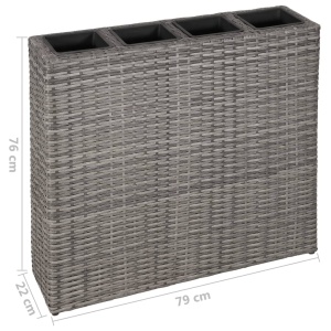 Strat inălțat de grădină cu 4 ghivece, 2 buc., gri, poliratan - Img 6