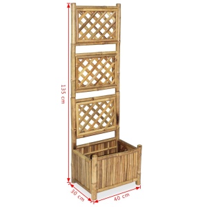 Strat inălțat de grădină cu spalier din bambus, 40 cm - Img 5