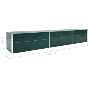 Strat inălțat de grădină, verde, 480x80x45 cm, oțel galvanizat - Img 5