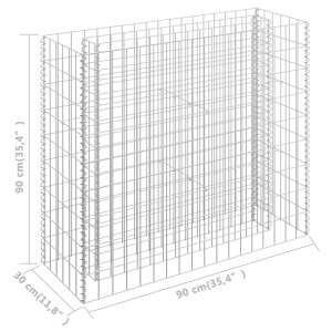 Strat inălțat gabion, 90 x 30 x 90 cm, oțel galvanizat - Img 6