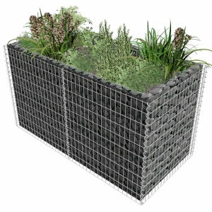 Strat inălțat gabion, argintiu, 180 x 90 x 100 cm, oțel