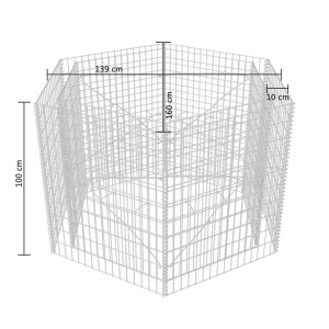 Strat inălțat gabion hexagonal, 160 x 140 x 100 cm - Img 5