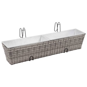 Straturi inălțate de balcon, 2 buc., gri, 80 cm, poliratan - Img 2