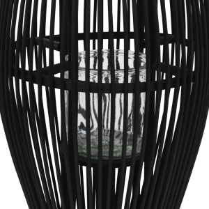 Suport de lumânări suspendat tip felinar, negru, 60 cm, bambus - Img 2