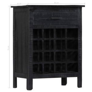 Suport sticle de vin, negru, 56x35x75 cm, lemn masiv de mango - Img 7