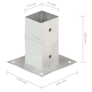 Suporți stâlp, 4 buc., metal galvanizat, 71 mm - Img 7