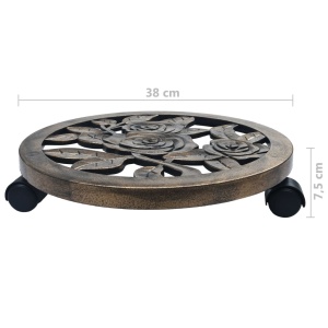 Suporturi de plante cu role, 6 buc., bronz, 38 cm, plastic - Img 5