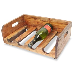 Suporturi sticle de vin, 4 buc, 16 sticle, lemn masiv reciclat - Img 2