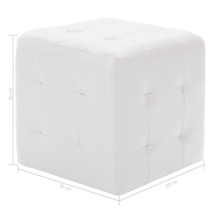 Taburet, 2 buc., alb, 30x30x30 cm, piele ecologică - Img 5