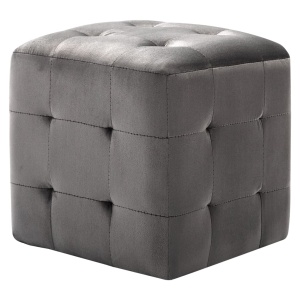 Taburet, 2 buc., gri, 30 x 30 x 30 cm, țesătură din catifea - Img 2