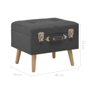 Taburet cu depozitare, 40 cm, gri inchis, material textil - Img 9
