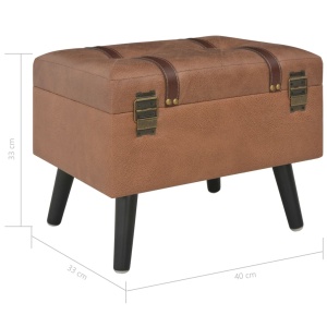 Taburet cu depozitare, 40 cm, maro, piele ecologică - Img 9