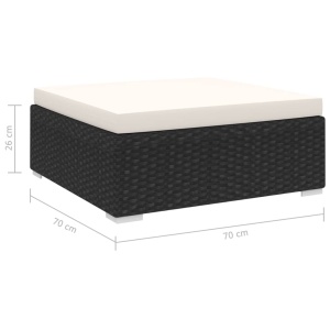Taburet modular, 1 buc., negru, poliratan, cu pernă - Img 4