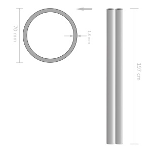 Tuburi din oțel inoxidabil 2 buc. Ø70x1,8mm rotund V2A 2m - Img 2