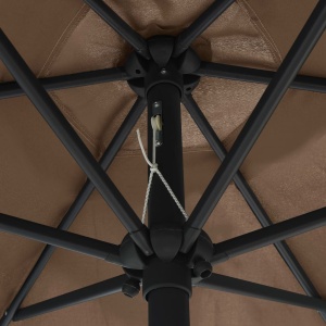 Umbrelă de soare cu LED și stâlp aluminiu, gri taupe, 270 cm - Img 2