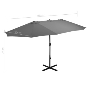 Umbrelă de soare cu stâlp aluminiu, antracit, 460 x 270 cm - Img 7