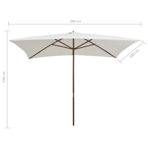 Umbrelă de soare cu stâlp de lemn, 200 x 300 cm, alb crem - Img 6