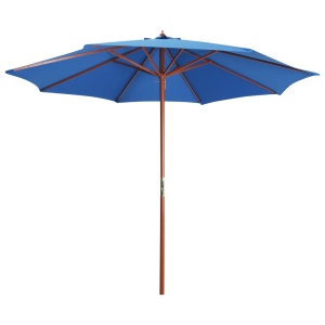 Umbrelă de soare cu stâlp din lemn, albastru, 300 x 258 cm