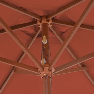 Umbrelă de soare de exterior, stâlp din lemn, cărămiziu, 270 cm - Img 2