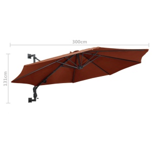 Umbrelă de soare de perete cu stâlp metalic, cărămiziu, 300 cm - Img 6
