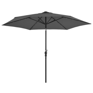 Umbrelă de soare exterior cu LED &amp; stâlp de oțel antracit 300cm