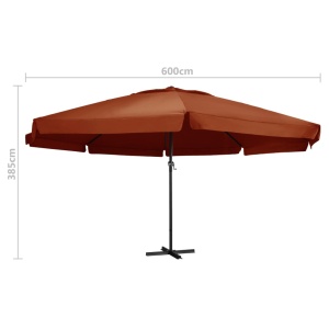Umbrelă de soare exterior cu stâlp aluminiu, cărămiziu, 600 cm - Img 5