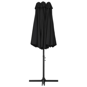 Umbrelă de soare exterior cu stâlp aluminiu, negru, 460x270 cm - Img 5