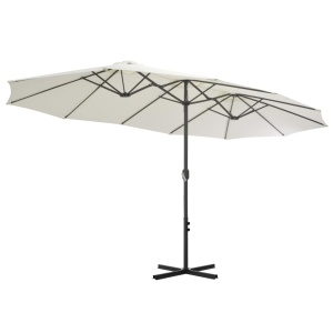 Umbrelă soare exterior, stâlp aluminiu, nisipiu, 460 x 270 cm - Img 4