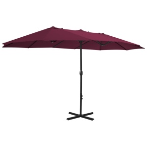 Umbrelă soare exterior, stâlp aluminiu, roșu bordo, 460x270 cm - Img 3