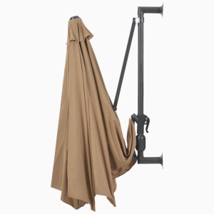 Umbrelă soare montaj pe perete tijă metalică gri taupe 300 cm - Img 8